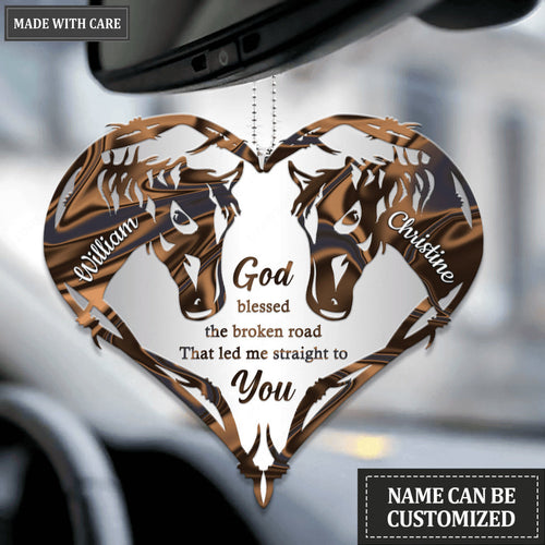 Barbed Wire Horses God Blessed Personalized Ornament