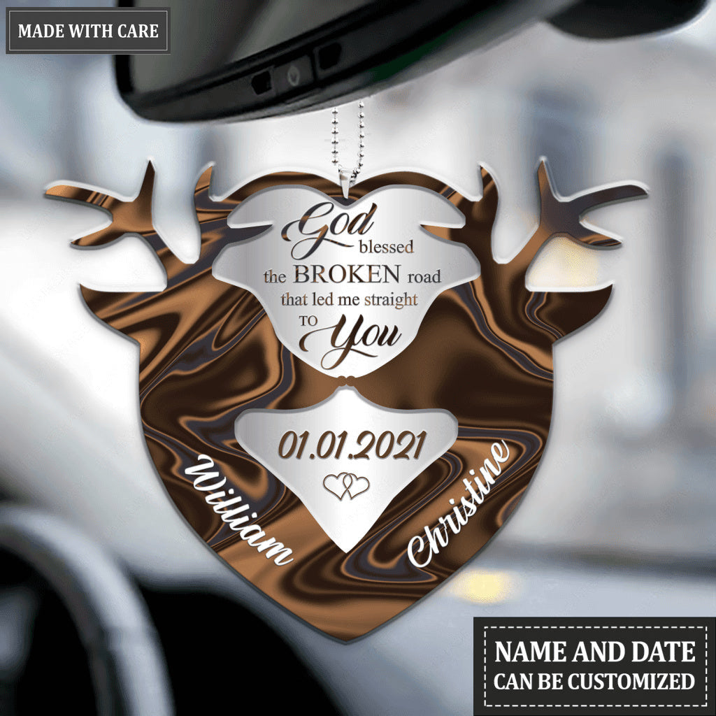 Reindeer Couple God Blessed Personalized Ornament
