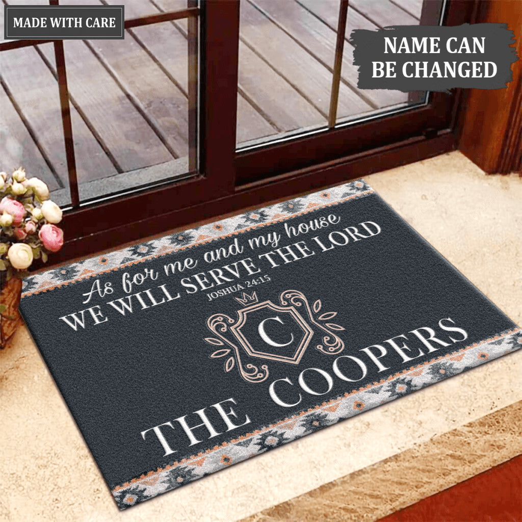 Luvingrace L101 Vintage Monogram Collection As For My House Personalized Doormat