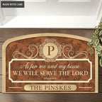 New Family Home Serve The Lord Personalized Shaped Doormat