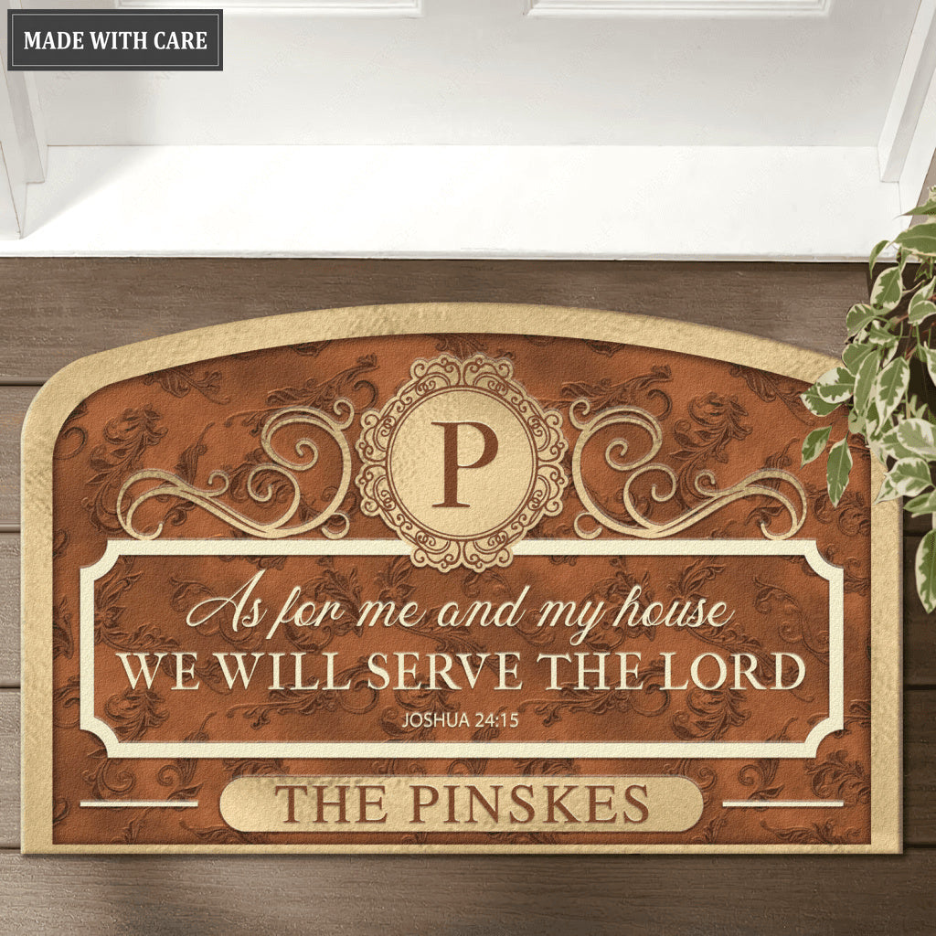 New Family Home Serve The Lord Personalized Shaped Doormat