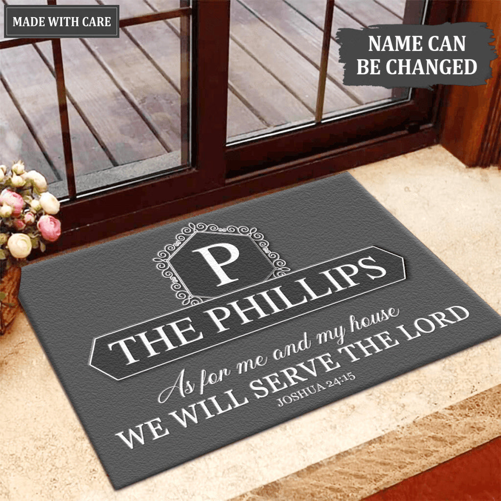 Luvingrace L110 Vintage Monogram Collection As For My House Personalized Doormat