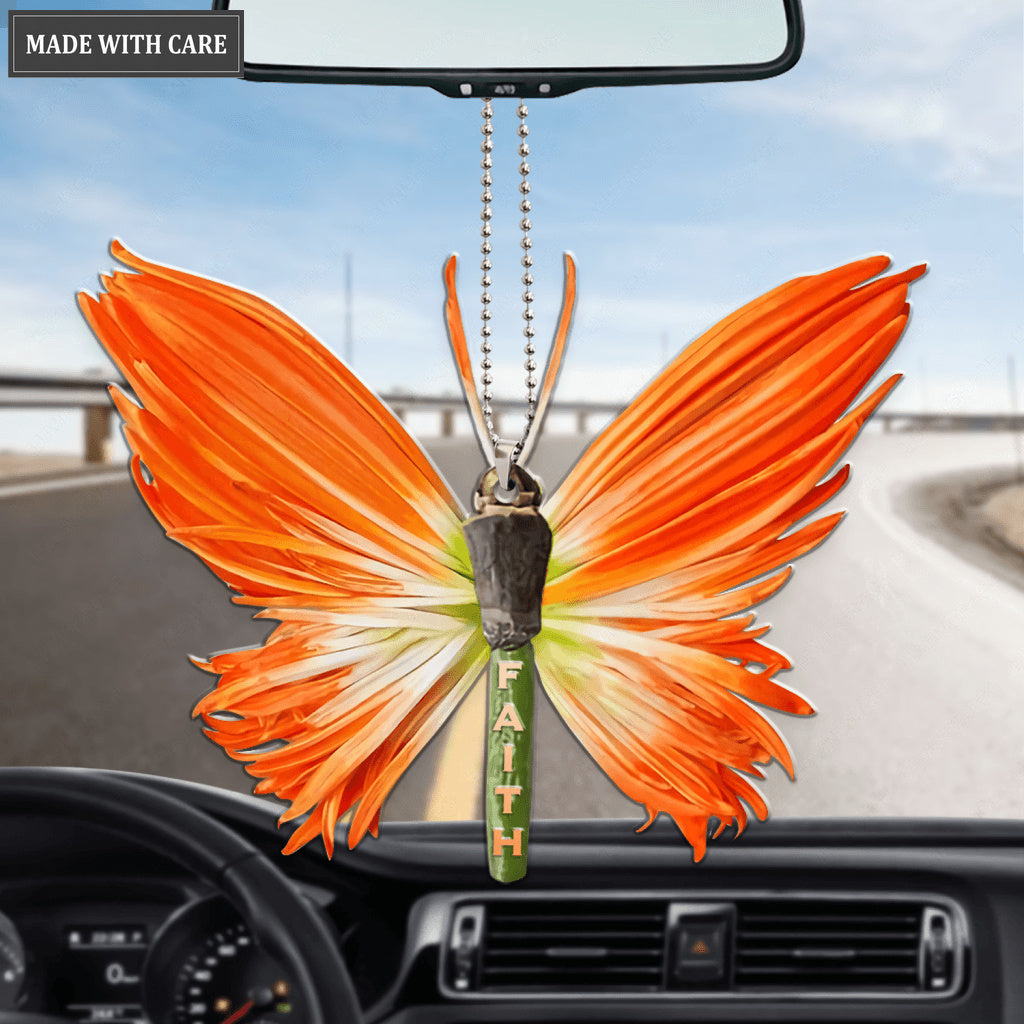 Orange Butterfly Faith Ornament