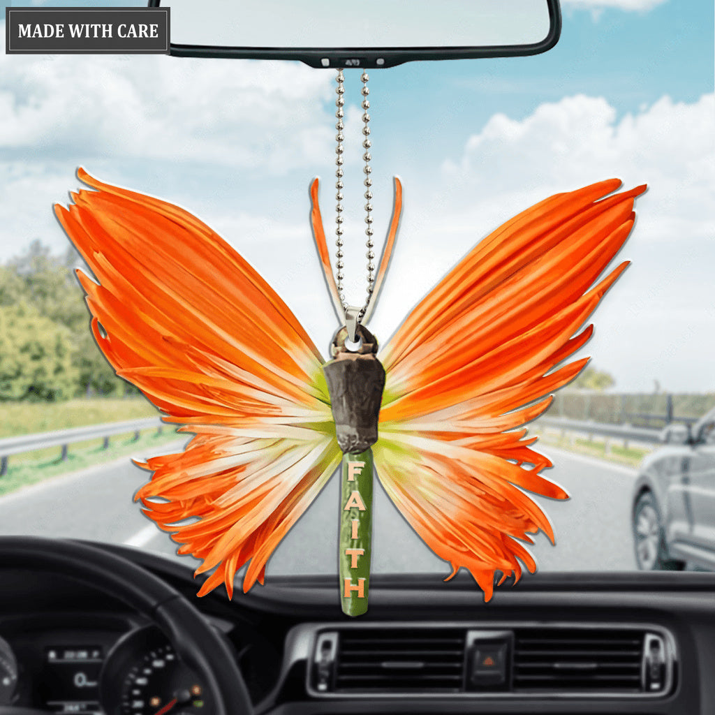 Orange Butterfly Faith Ornament
