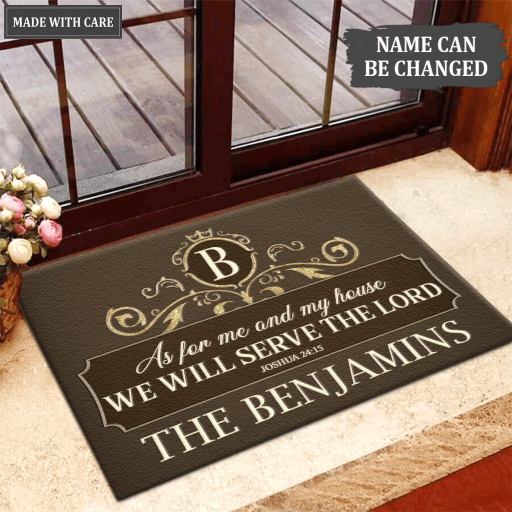 Luvingrace L114 Vintage Monogram Collection As For My House Personalized Doormat