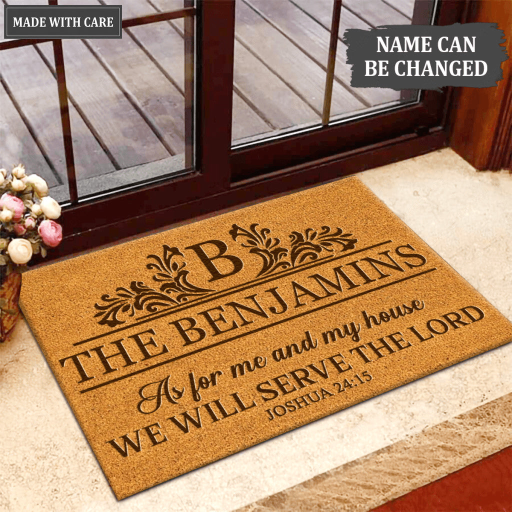 Luvingrace L116 Vintage Monogram Collection As For My House Personalized Doormat