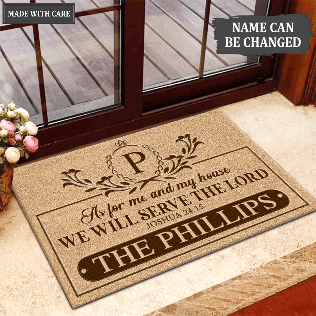 Luvingrace L117 Vintage Monogram Collection As For My House Personalized Doormat