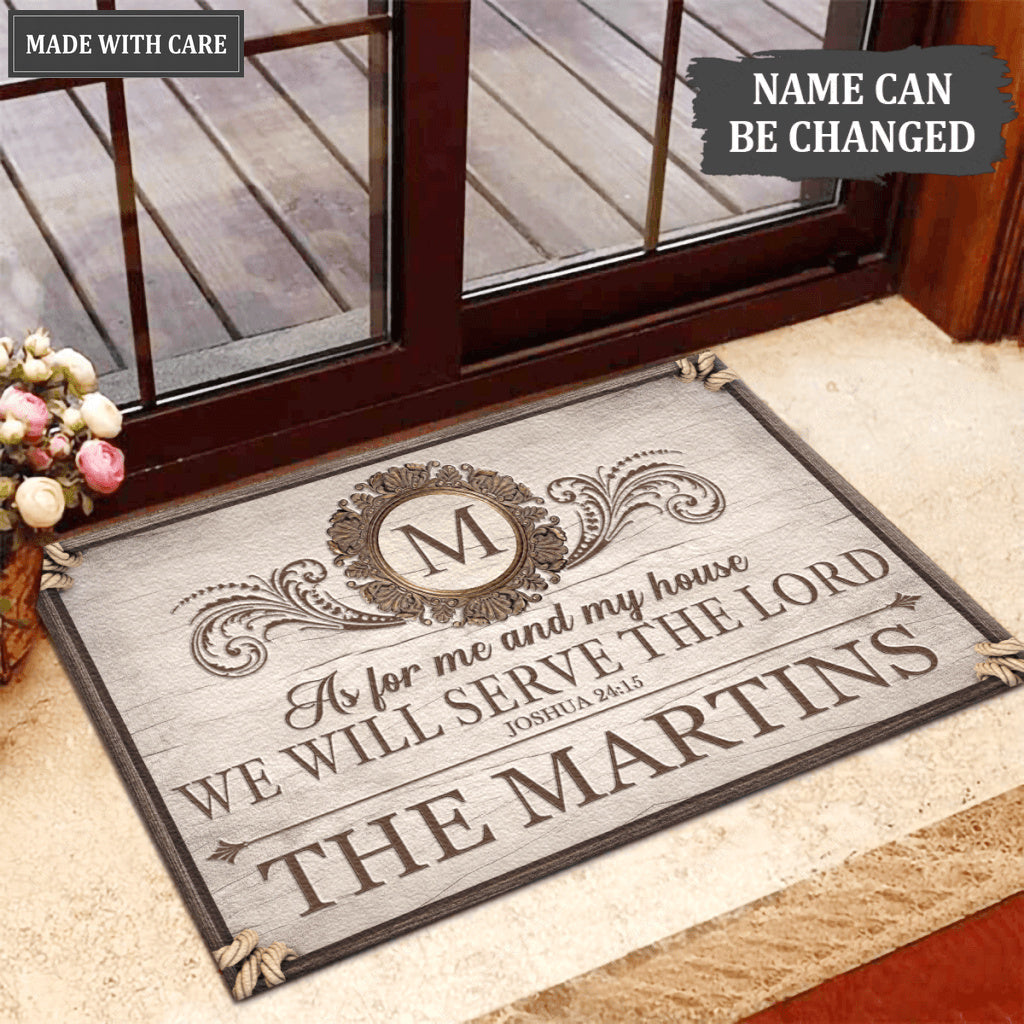 Luvingrace L119 Vintage Monogram Collection As For My House Personalized Doormat
