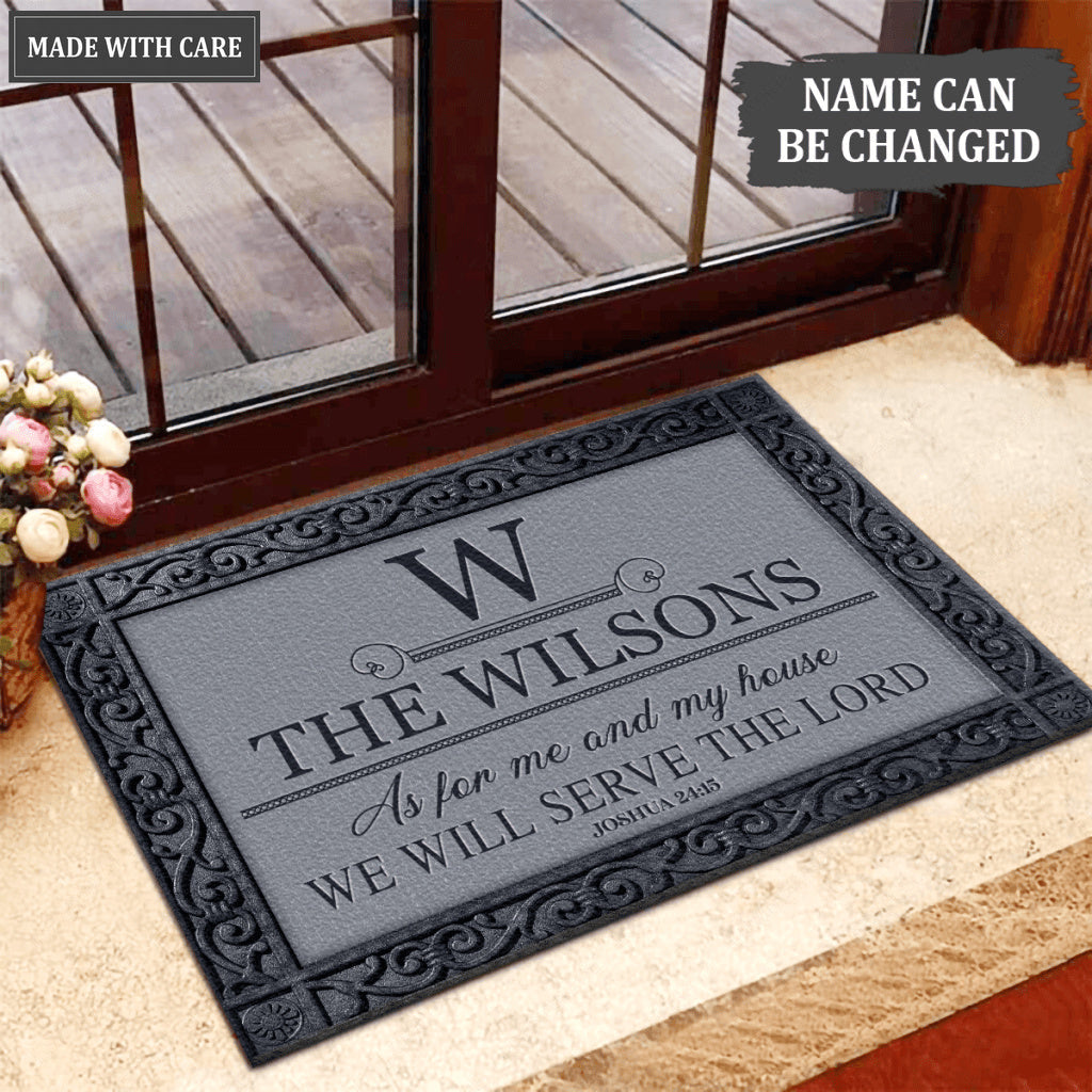 Luvingrace L124 Vintage Monogram Collection As For My House Personalized Doormat