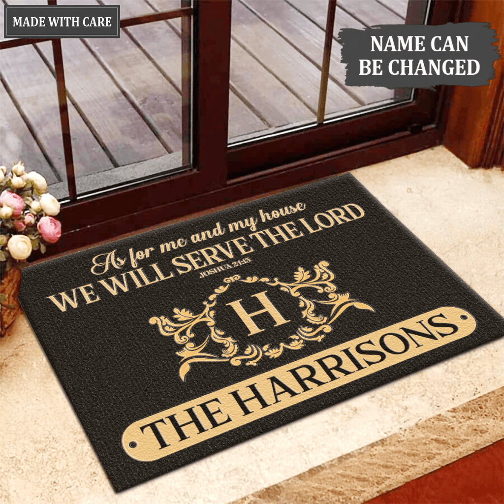 Luvingrace L125 Vintage Monogram Collection As For My House Personalized Doormat