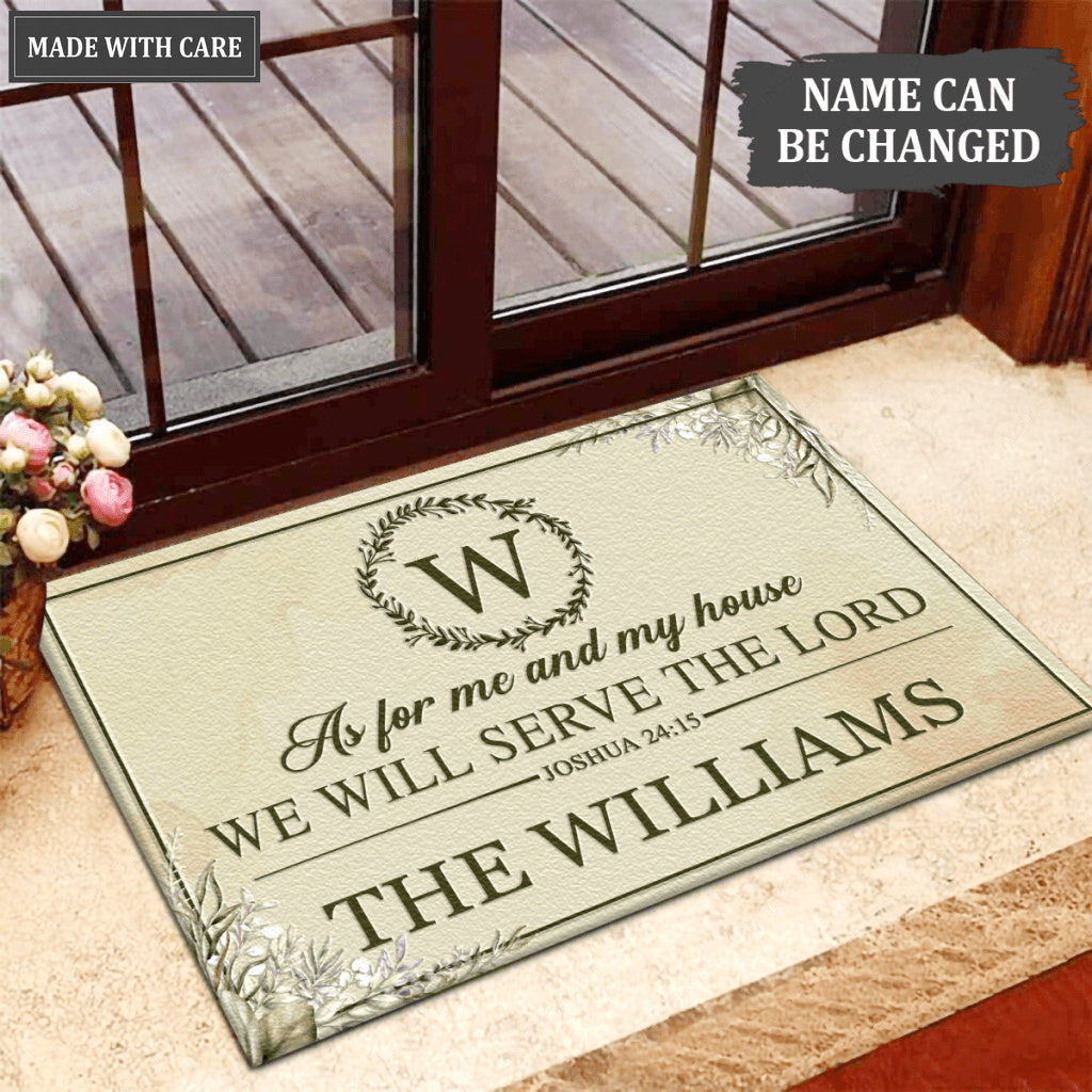 Luvingrace L128 Foral Monogram Collection As For My House Personalized Doormat