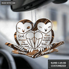 Cute Barn Owl Couple God Blessed Personalized Ornament