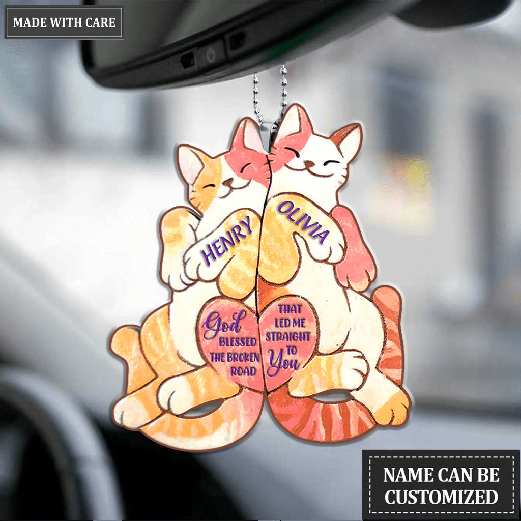 Fun Gift For Partner Cat Couple God Blessed Personalized Ornament