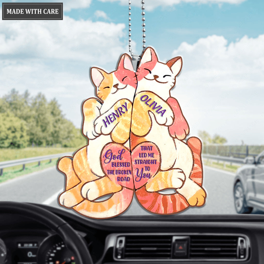 Fun Gift For Partner Cat Couple God Blessed Personalized Ornament