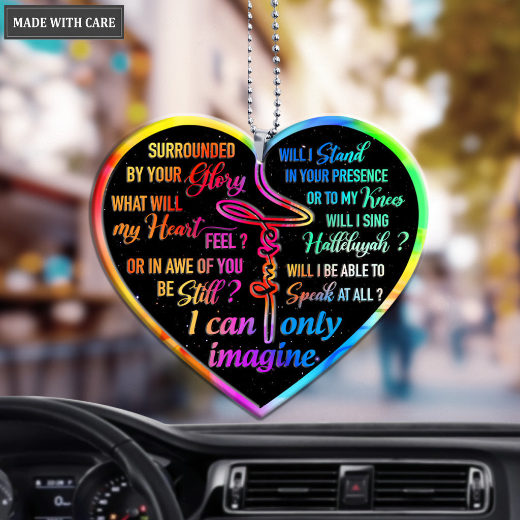 Rainbow Heart Surrounded By The Glory Jesus Ornament