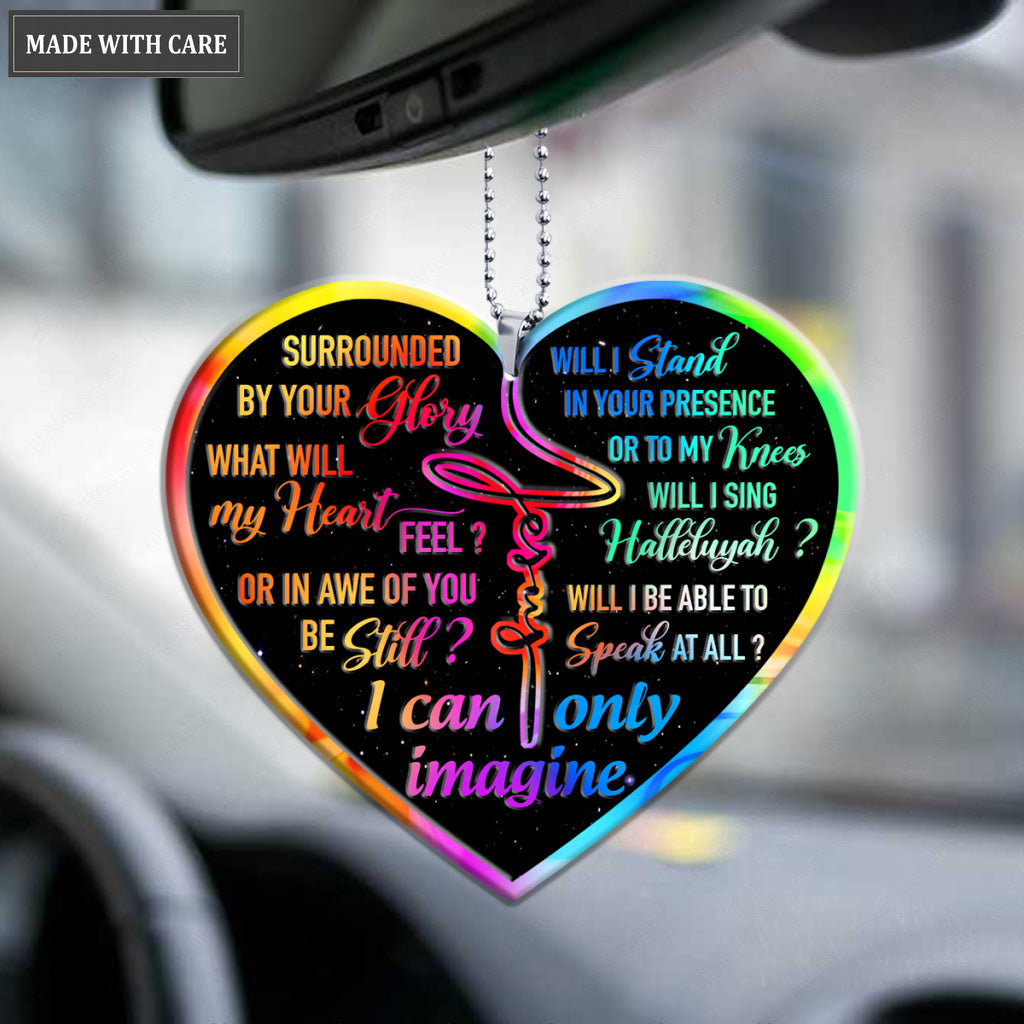 Rainbow Heart Surrounded By The Glory Jesus Ornament