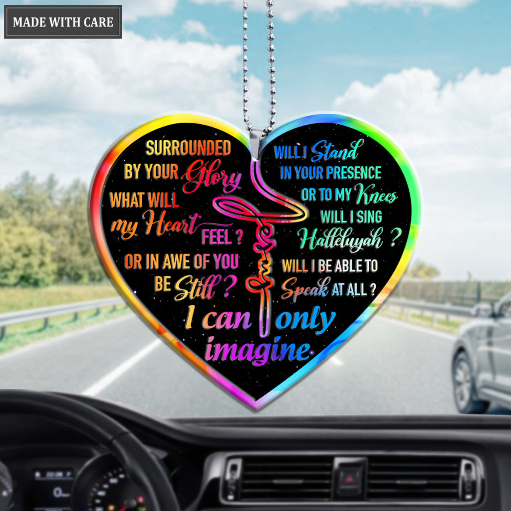 Rainbow Heart Surrounded By The Glory Jesus Ornament