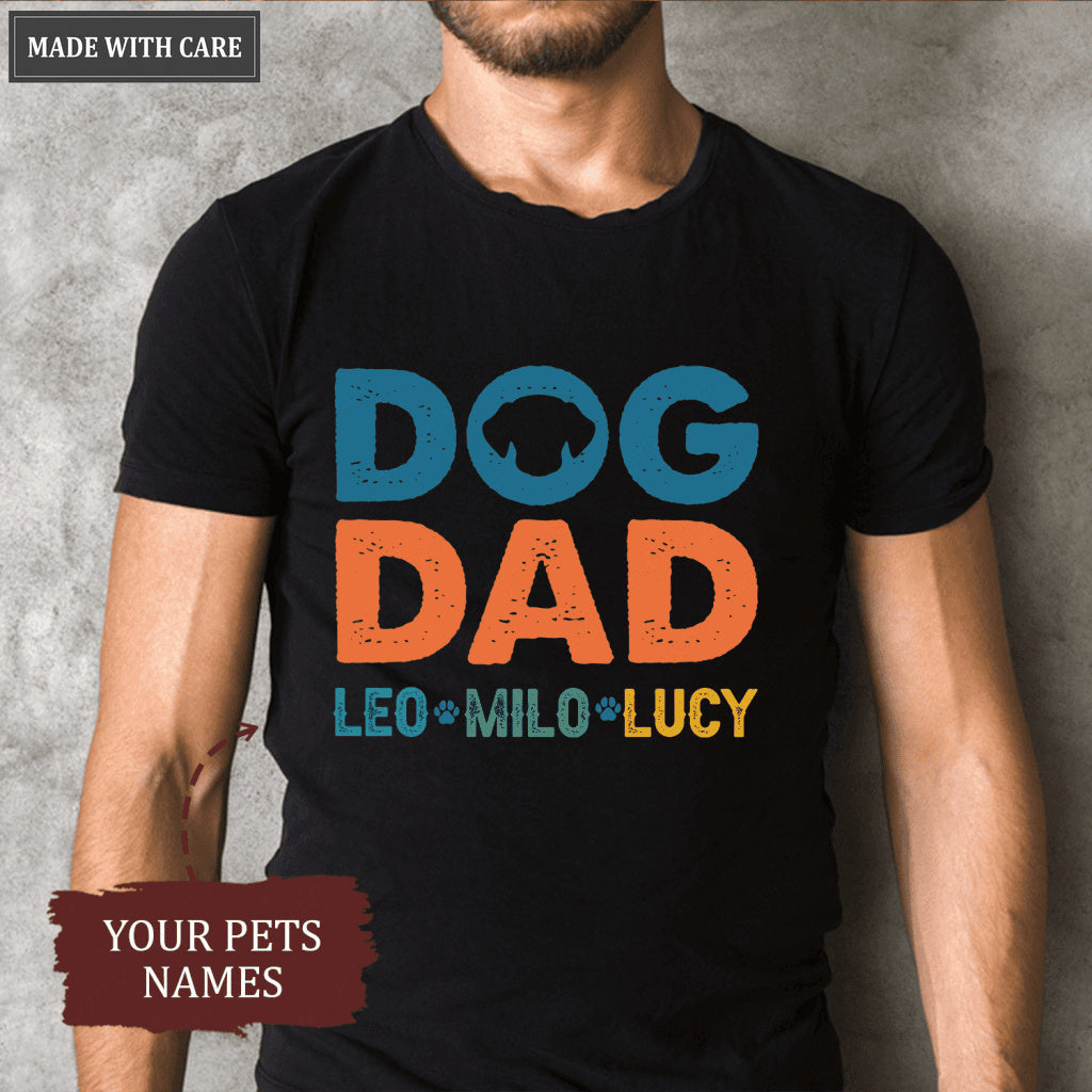 Dog Dad Shirt with Dog Names, Personalized Gift for Dog Dad