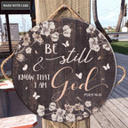 Flower Be Still Wood Circle Sign
