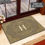 Luvingrace L53 Royal Monogram The First Letter of Family Name Personalized Doormat