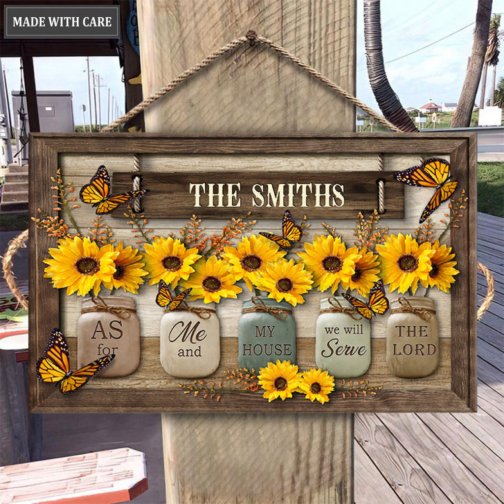 Personalized Lord Sunflower Jars Wood Rectangle Sign