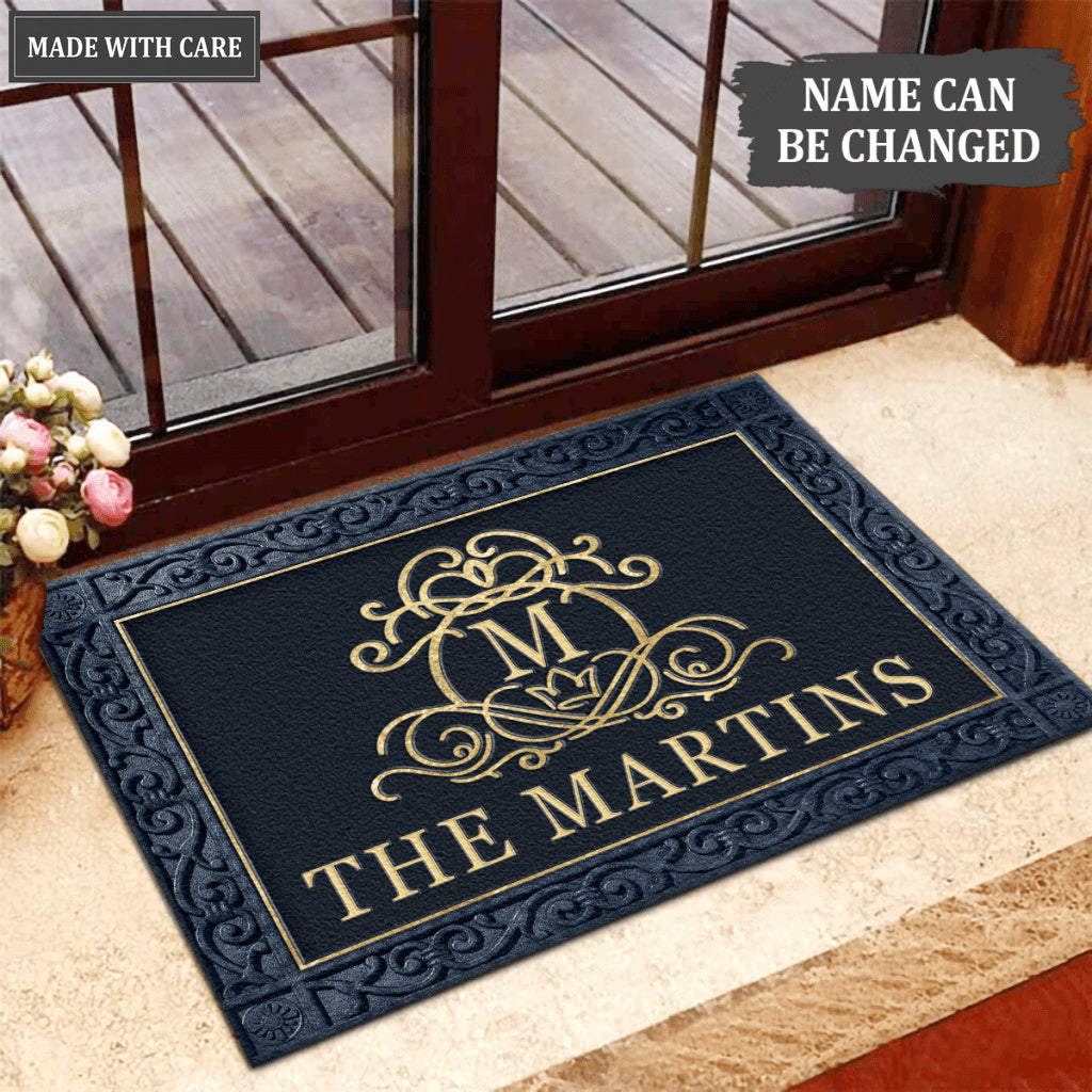Luvingrace L66 Royal Monogram Collection Family Name Personalized Doormat