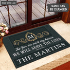 Printfamily L70 Luxury Monogram Collection As For My House Personalized Doormat
