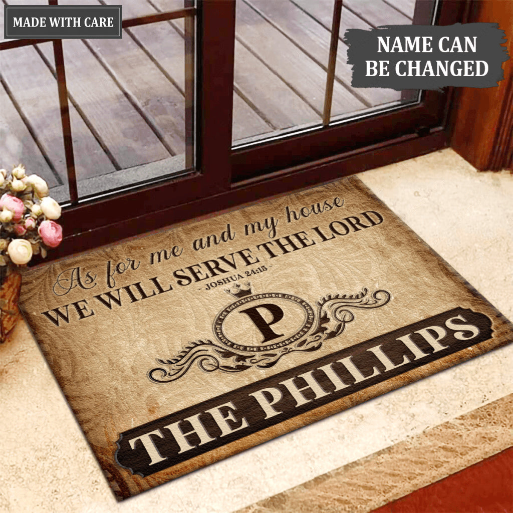 Printfamily L71 Luxury Monogram Collection As For My House Personalized Doormat