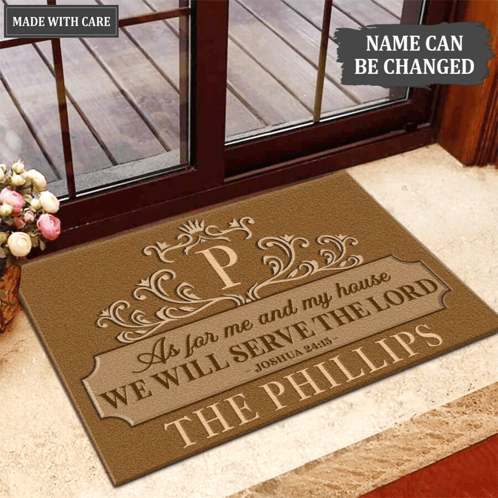 Printfamily L76 Luxury Monogram Collection As For My House Personalized Doormat