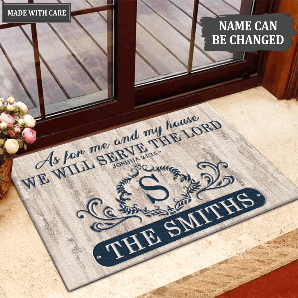 Printfamily L77 Luxury Monogram Collection As For My House Personalized Doormat
