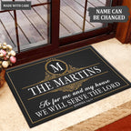 Printfamily L83 Vintage Monogram Collection As For My House Personalized Doormat