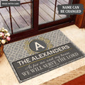 Printfamily L89 Vintage Monogram Collection As For My House Personalized Doormat
