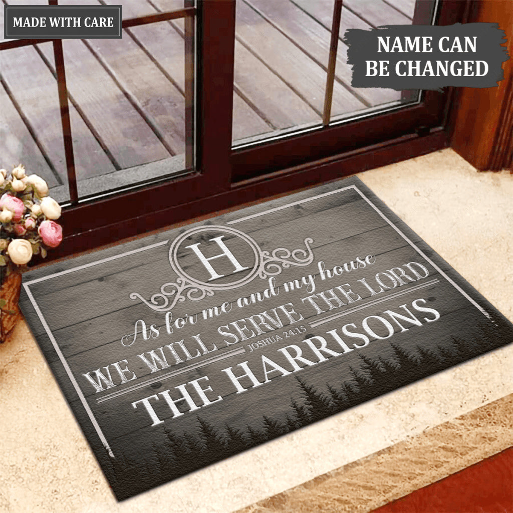 Printfamily L99 Vintage Monogram Collection As For My House Personalized Doormat
