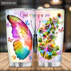 Rainbow Sunflower Butterfly God Says You Are Tumbler