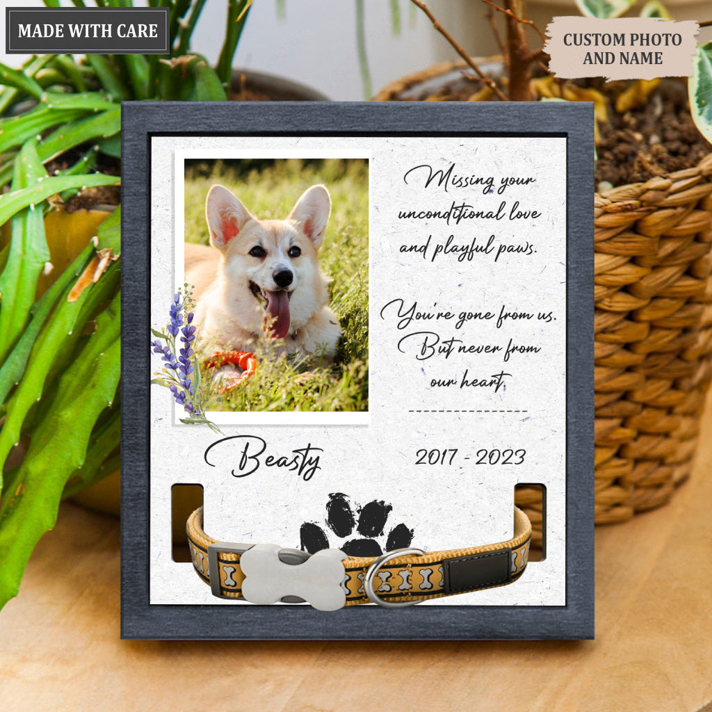 Pet Photo Flower Missing Your Unconditional Love - Personalized Custom Pet Memorial Sign