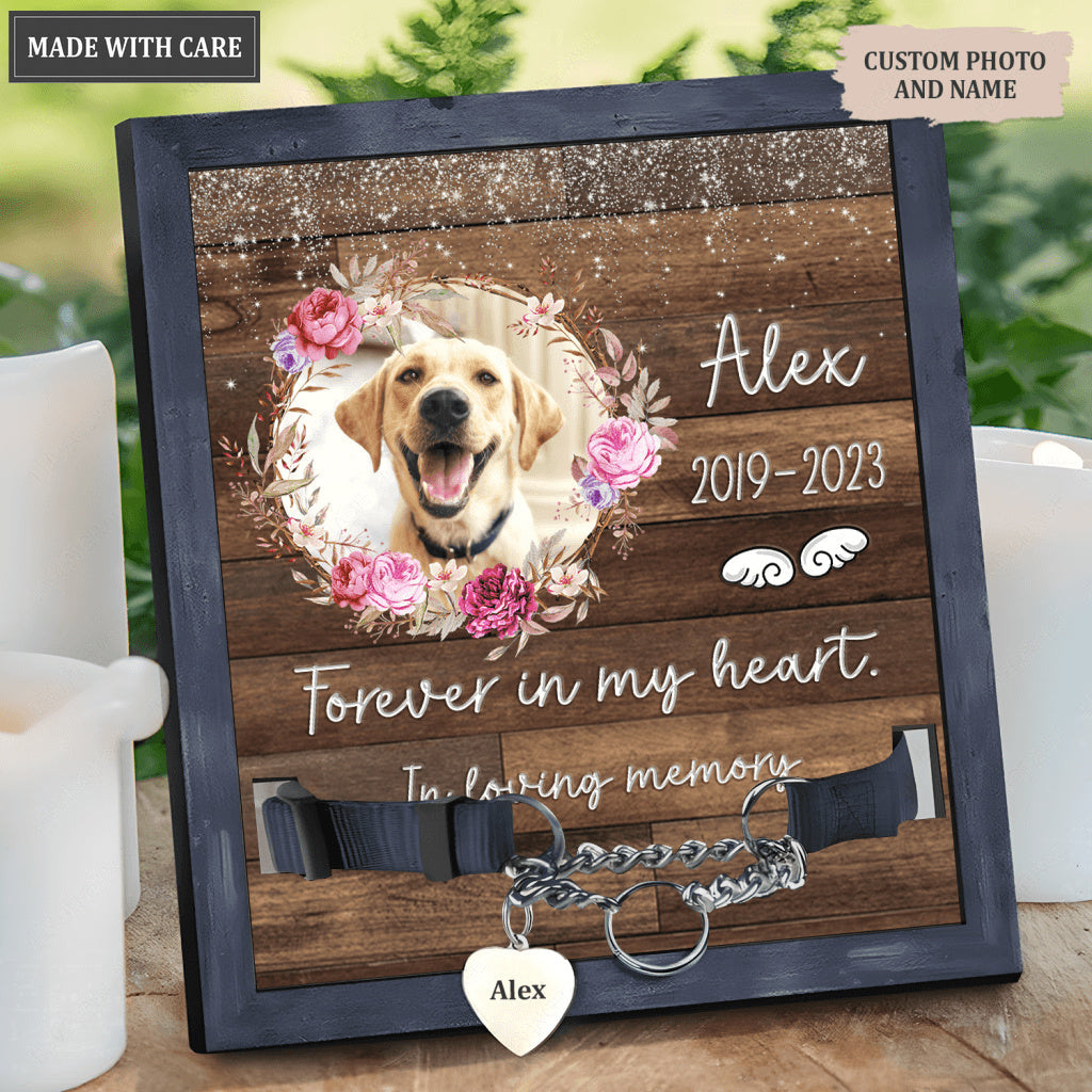 Pink Floral On Wood Forever In My Heart - Personalized Custom Pet Memorial Sign
