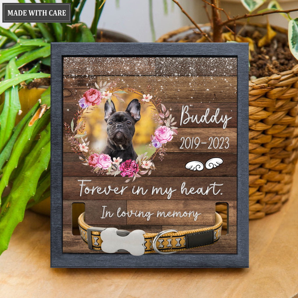 Pink Floral On Wood Forever In My Heart - Personalized Custom Pet Memorial Sign
