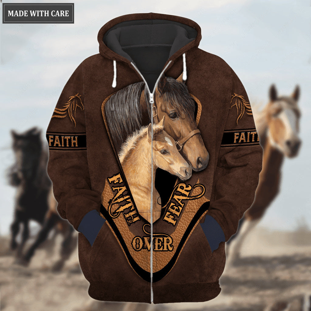 Faith Over Fear Horse Zipper Hoodie