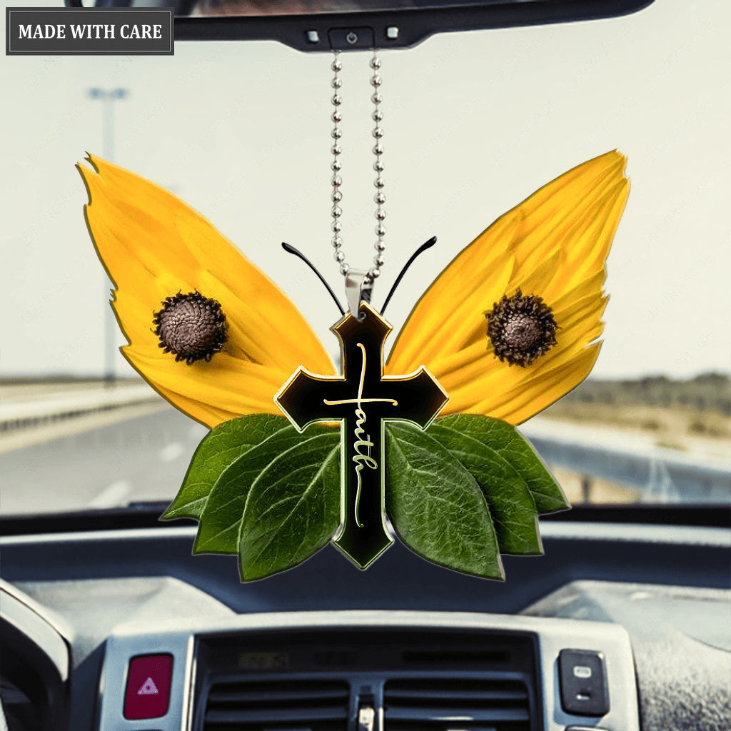 Butterfly Sunflower Petal Faith Car Hanging Ornament