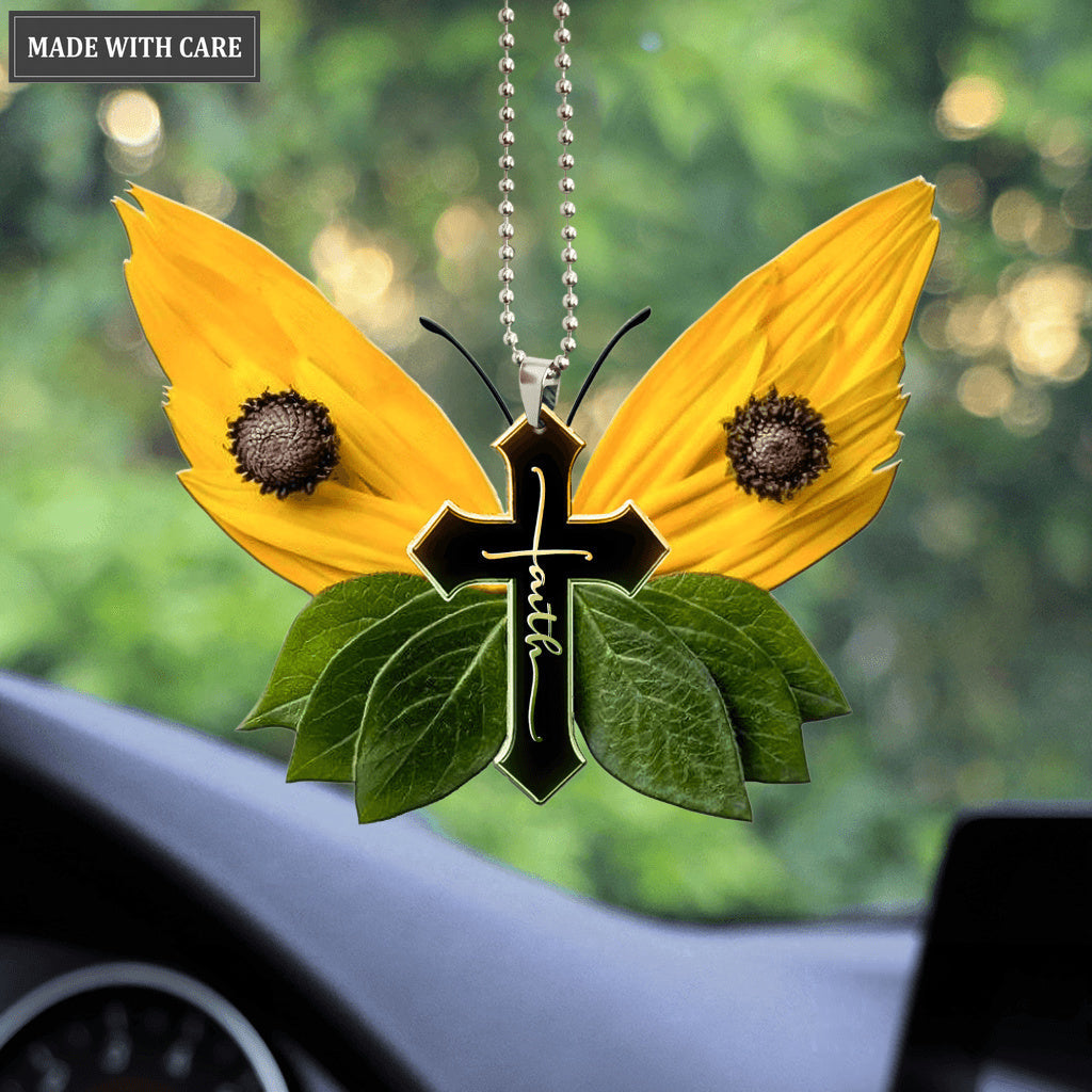 Butterfly Sunflower Petal Faith Car Hanging Ornament