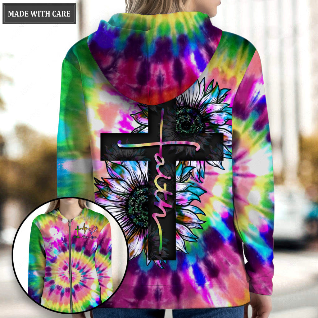 Sunflower Silhouette Zipper Hoodie
