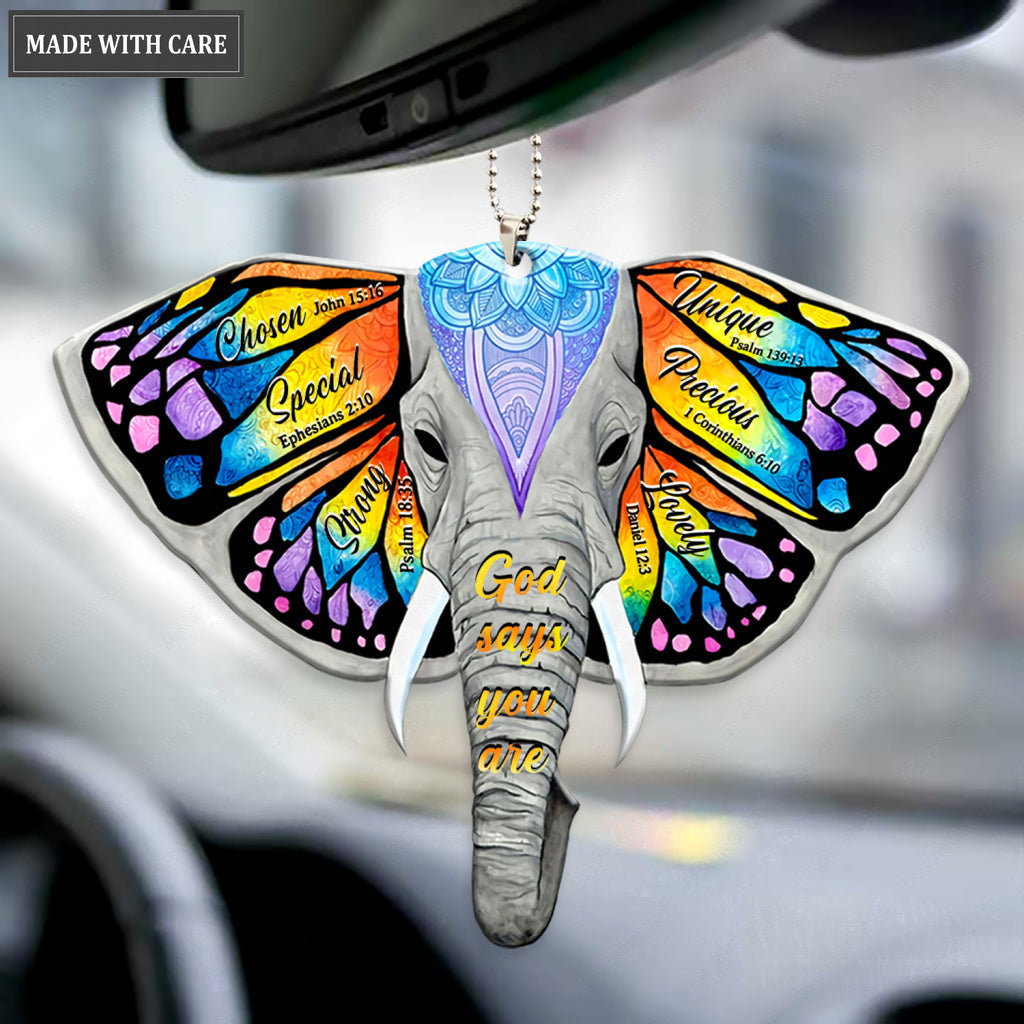 Elephant Butterfly God Says You Are Ornament