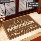 Luvingrace L137 Vintage Monogram Collection As For My House Personalized Doormat