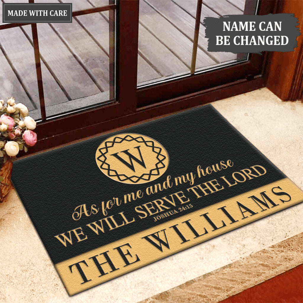 Luvingrace L139 Vintage Monogram Collection As For My House Personalized Doormat