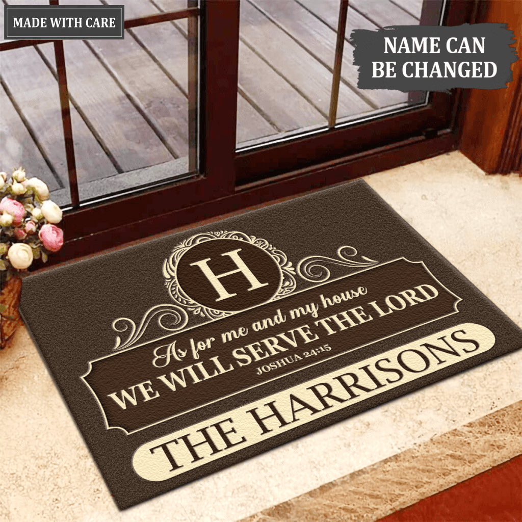 Luvingrace L144 Vintage Monogram Collection As For My House Personalized Doormat