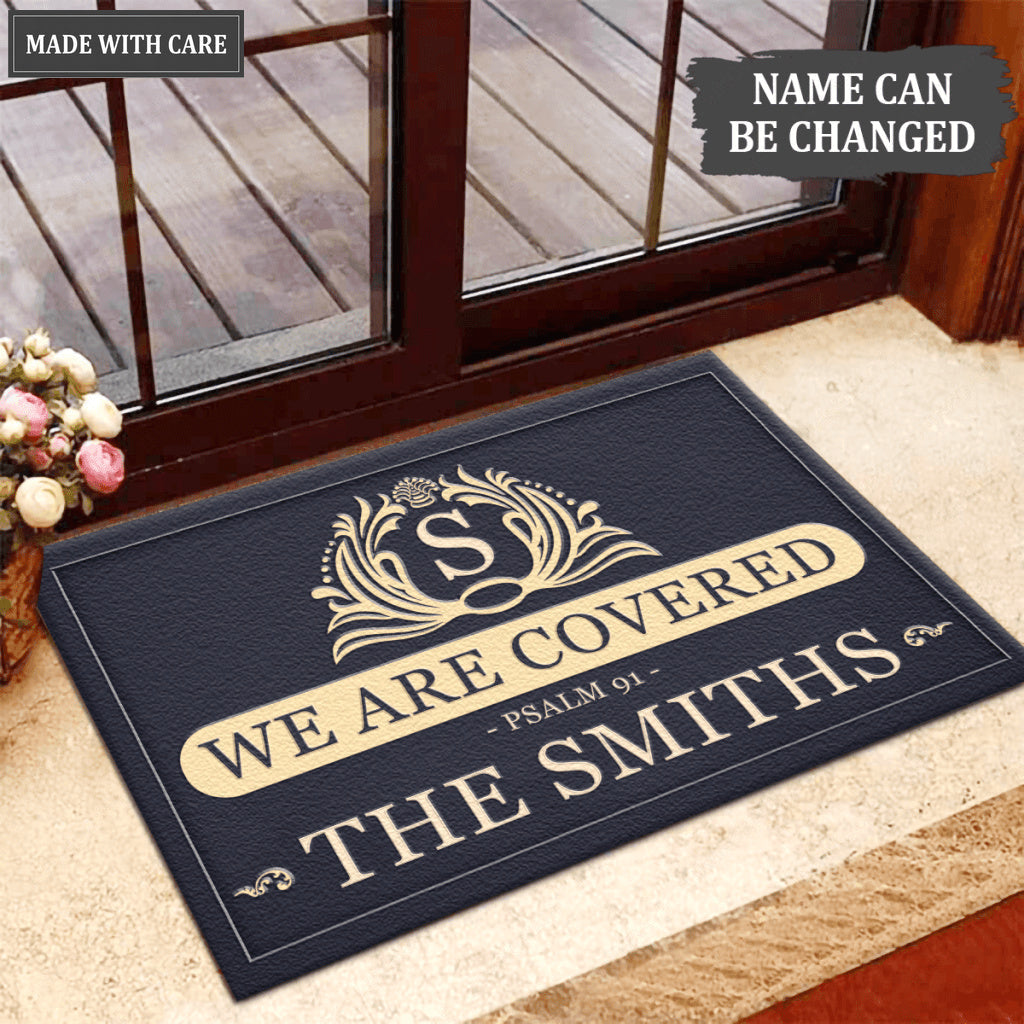 Luvingrace L147 Vintage Monogram Collection We Are Covered Personalized Doormat