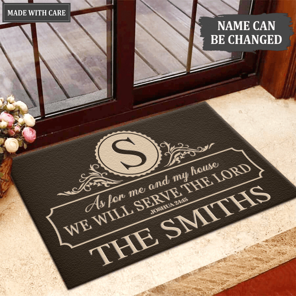 Luvingrace L151 Vintage Monogram Collection As For My House Personalized Doormat