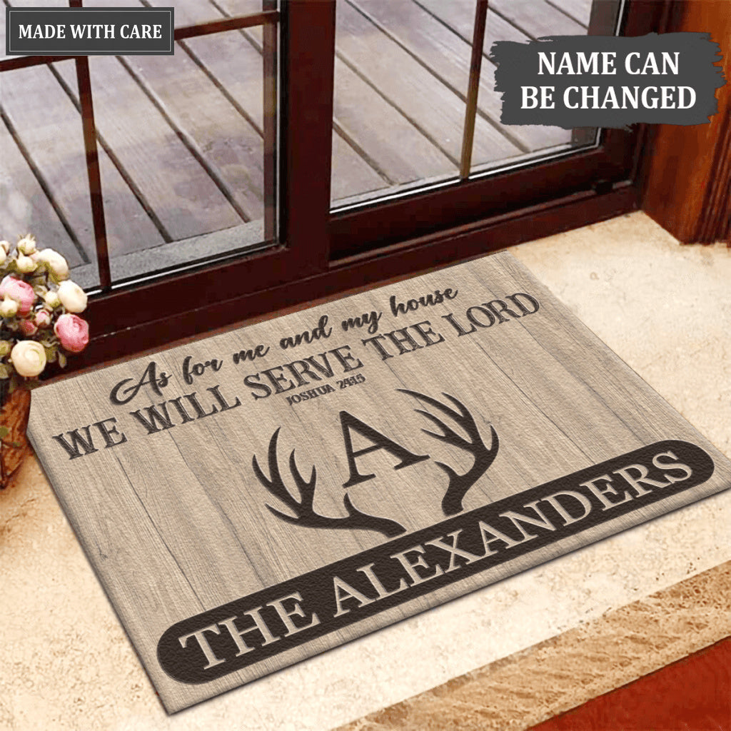 Luvingrace L155 Deer Antlers As For My House Personalized Doormat