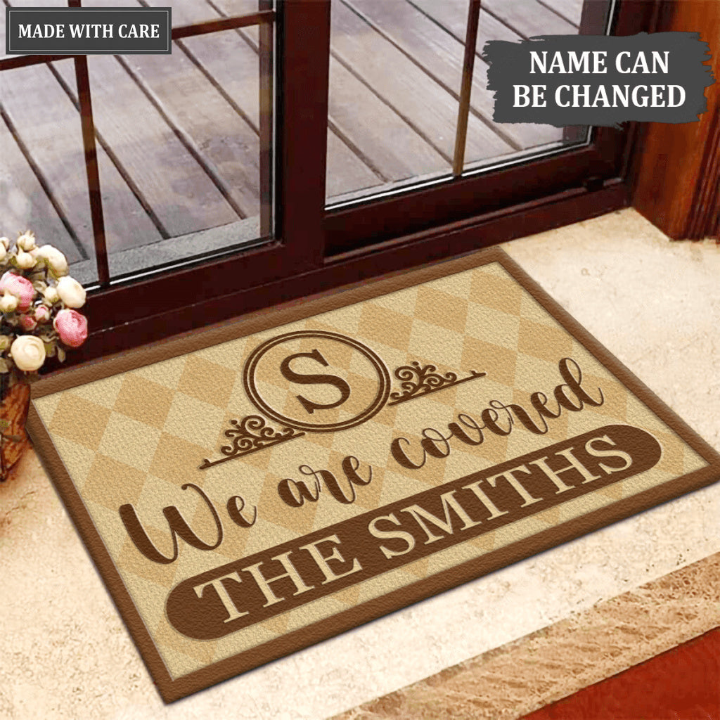 Luvingrace L157 Vintage Monogram Collection We Are Covered Personalized Doormat