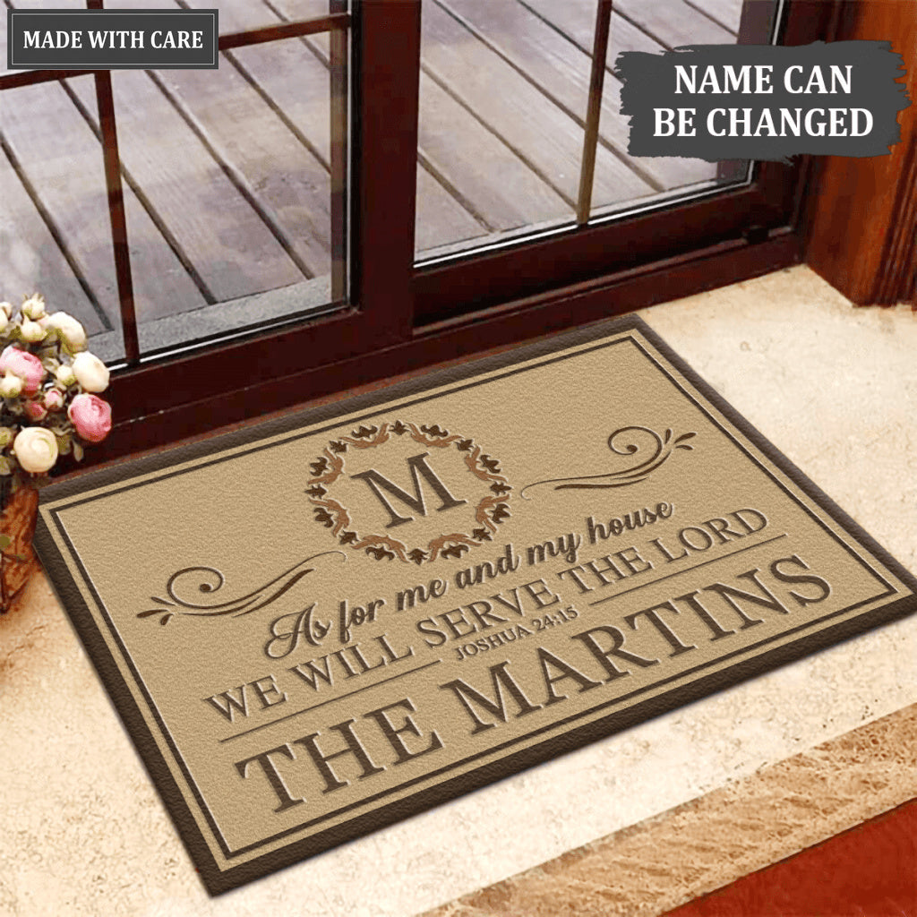 Luvingrace L159 Vintage Monogram Collection As For My House Personalized Doormat